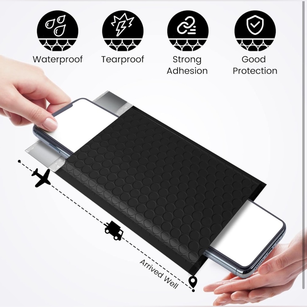 NWT - 15 Padded 4” x 8” Poly Mailers - Black - Picture 3 of 3